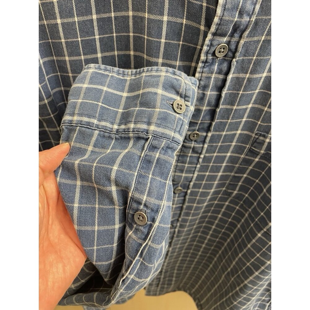 Faherty Men's Blue Plaid Long Sleeve Button Down Shirt Size Xl Light Flannel - Picture 7 of 9